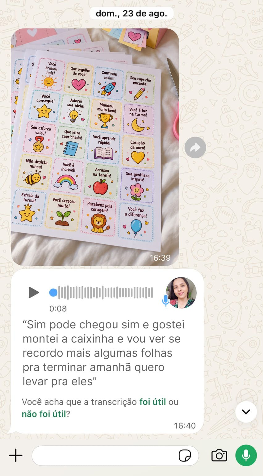 Print de depoimento no WhatsApp